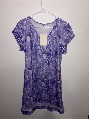 Purple Printed Short Sleeve Women's dress